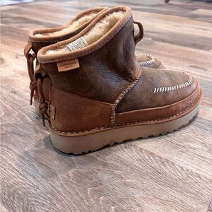UGG Tan Kids Boots with Stitch Detail